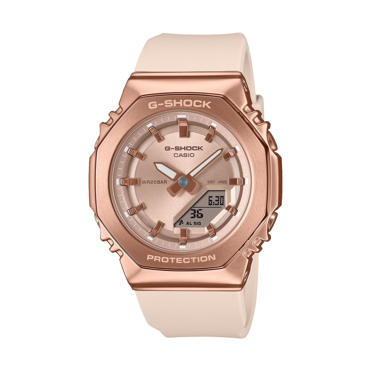 CASIO G-SHOCK modelis MINI OAK G-STEEL - ROSE GOLD