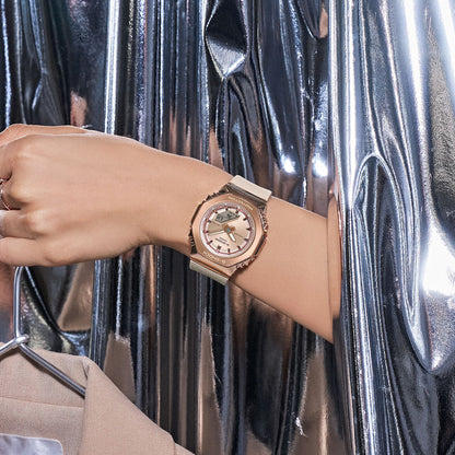 CASIO G-SHOCK modelis MINI OAK G-STEEL - ROSE GOLD