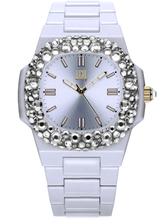 LIGHT TIME modelis VELVET NAUTILUS - White Clear Strass