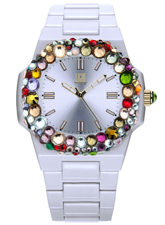 LIGHT TIME modelis VELVET NAUTILUS - White Rainbow Strass