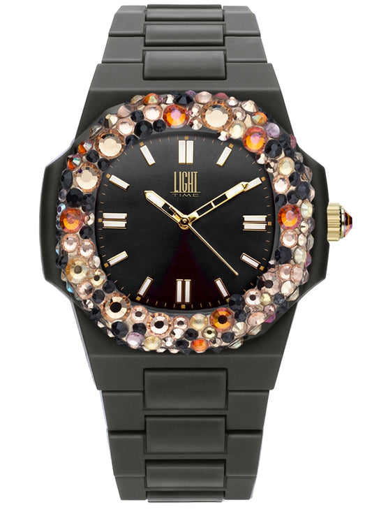 LIGHT TIME modelis VELVET NAUTILUS - Black Rainbow Strass