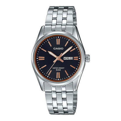CASIO COLLECTION LADY DAY & DATE - BLACK, BRONZE INDEXES LTP-1335D-1A2VDF