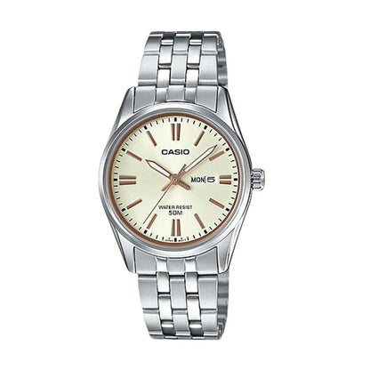 CASIO COLLECTION LADY DAY & DATE - CHAMPAGNE LTP-1335D-9AVDF