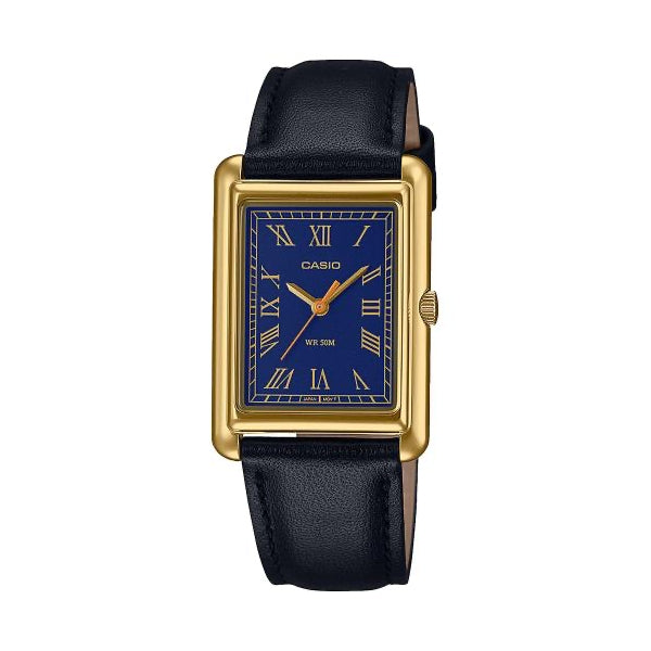CASIO COLLECTION modelis Feminine TANK, GOLD, LEATHER - BLUE