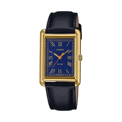 CASIO COLLECTION modelis Feminine TANK, GOLD, LEATHER - BLUE