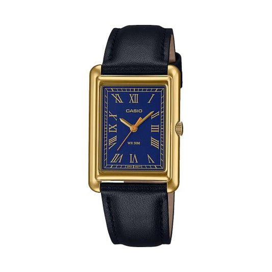 CASIO COLLECTION modelis Feminine TANK, GOLD, LEATHER - BLUE