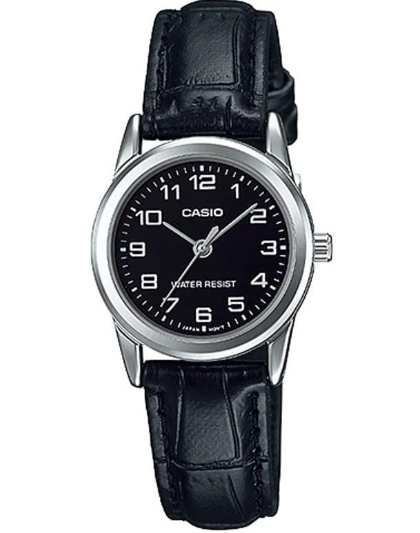 CASIO COLLECTION modelis Feminine 3H. LEATHER - BLACK