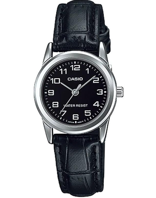 CASIO COLLECTION modelis Feminine 3H. LEATHER - BLACK
