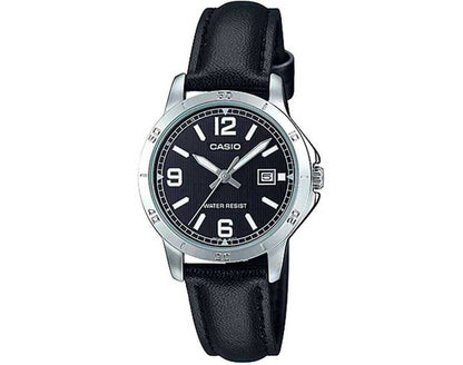 CASIO COLLECTION LADY DATE, LEATHER - BLACK LTP-V004L-1BUDF