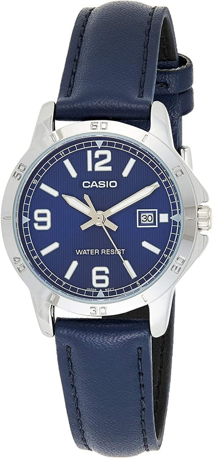 CASIO COLLECTION LADY DATE, LEATHER - BLUE LTP-V004L-2BUDF