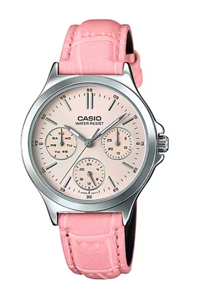 CASIO COLLECTION modelis Feminine MULTIFUNCTION, LEATHER - PINK