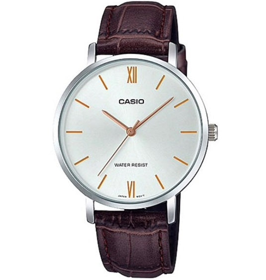 CASIO COLLECTION modelis MINIMAL, LEATHER - SILVER