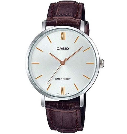 CASIO COLLECTION modelis MINIMAL, LEATHER - SILVER
