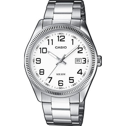 CASIO COLLECTION DATE - WHITE, ARAB NUMBERS MTP-1302PD-7BVDF