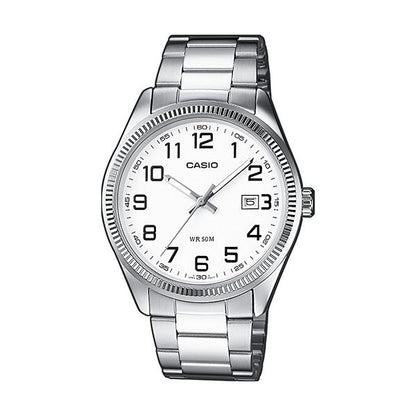 CASIO COLLECTION DATE - WHITE, ARAB NUMBERS MTP-1302PD-7BVEF