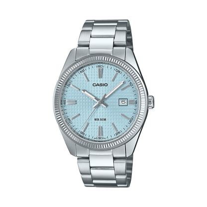 CASIO COLLECTION DATE - GOLF BALL DIAL - LIGHT BLUE MTP-1302PE-2AVEF