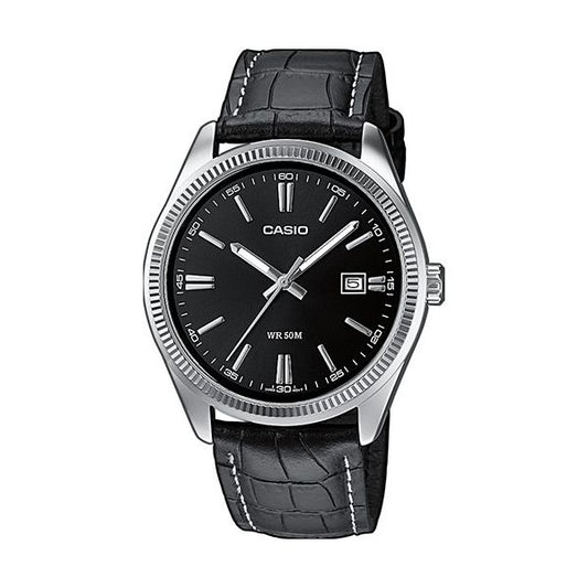 CASIO COLLECTION modelis DATE. LEATHER - BLACK