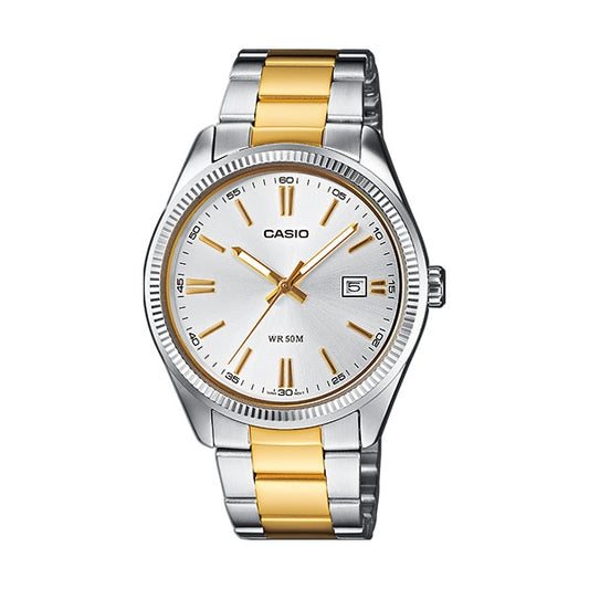 CASIO COLLECTION modelis DATE, STEEL&GOLD - CHAMPAGNE