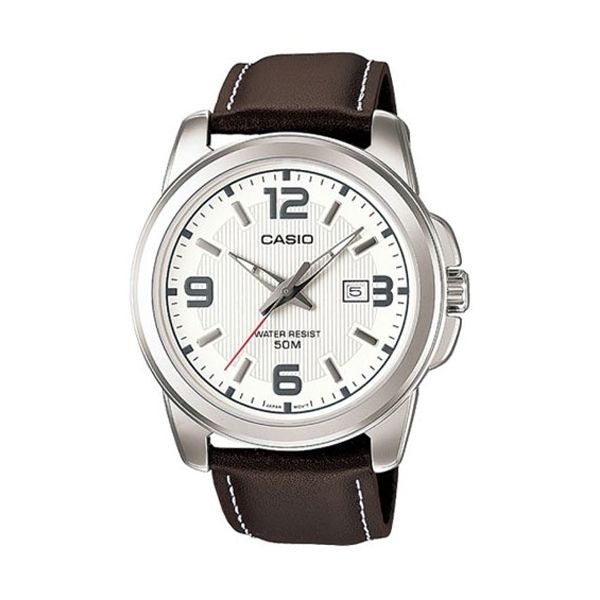 CASIO COLLECTION modelis BOLD DATE - LEATHER. WHITE