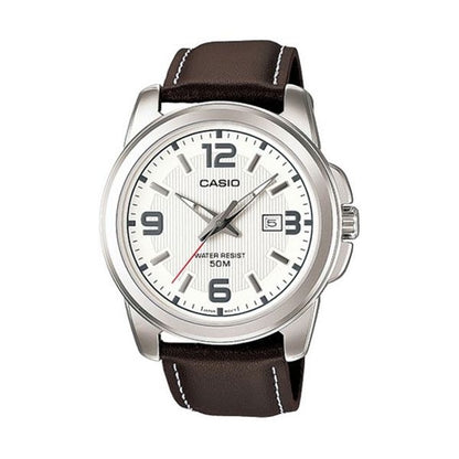 CASIO COLLECTION modelis BOLD DATE - LEATHER. WHITE