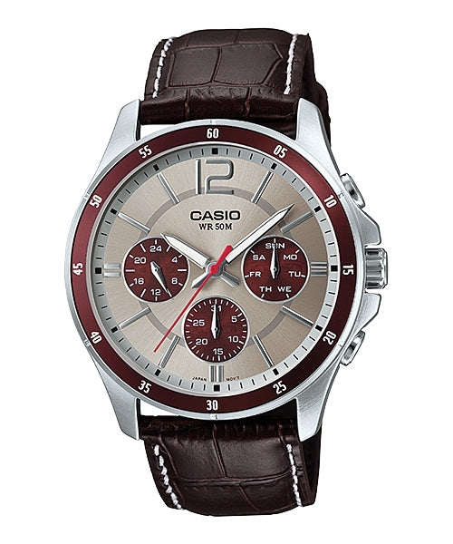 CASIO COLLECTION modelis MULTIFUNCTION CALENDAR, LEATHER - TWO TONES