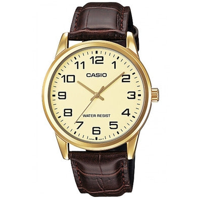 CASIO COLLECTION modelis ONLY TIME GOLD, LEATHER - CHAMPAGNE