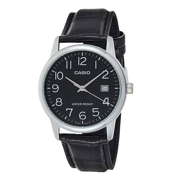 CASIO COLLECTION modelis DATE, LEATHER - BLACK