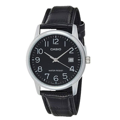 CASIO COLLECTION DATE, LEATHER - BLACK MTP-V002L-1BUDF