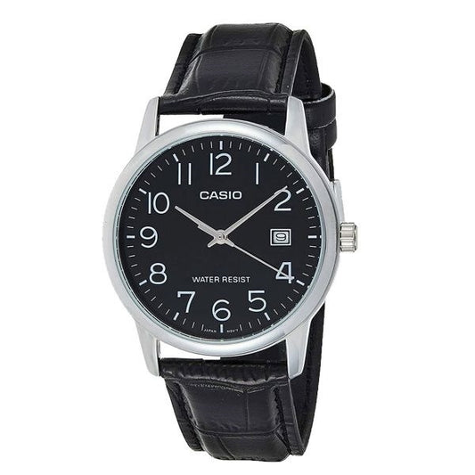 CASIO COLLECTION modelis DATE, LEATHER - BLACK