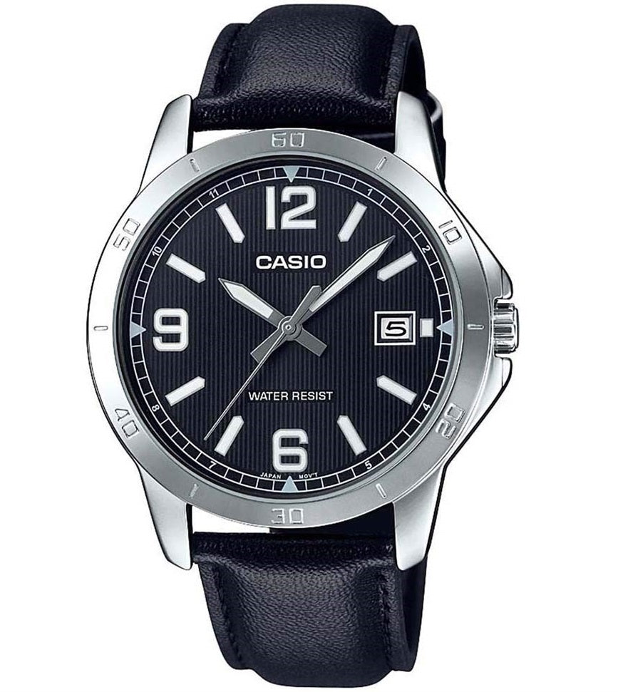 CASIO COLLECTION modelis CASUAL DATE, LEATHER - BLACK