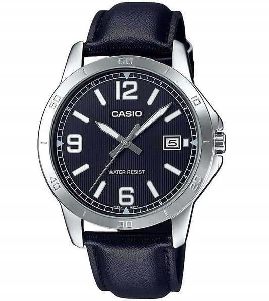 CASIO COLLECTION modelis CASUAL DATE, LEATHER - BLACK