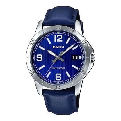 CASIO COLLECTION CASUAL DATE, LEATHER - BLUE MTP-V004L-2BUDF