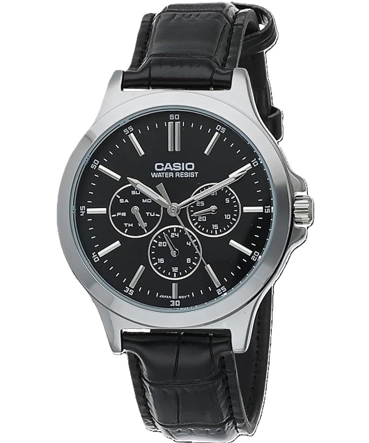 CASIO COLLECTION modelis MULTIFUNCTION, LEATHER - BLACK
