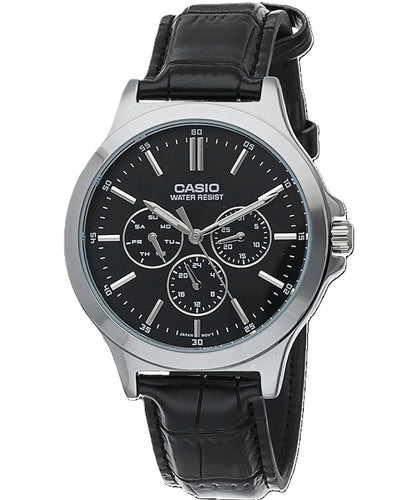 CASIO COLLECTION MULTIFUNCTION, LEATHER - BLACK MTP-V300L-1AUDF
