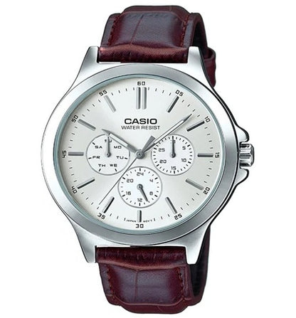 CASIO COLLECTION MULTIFUNCTION SILVER, Leather MTP-V300L-7AUDF