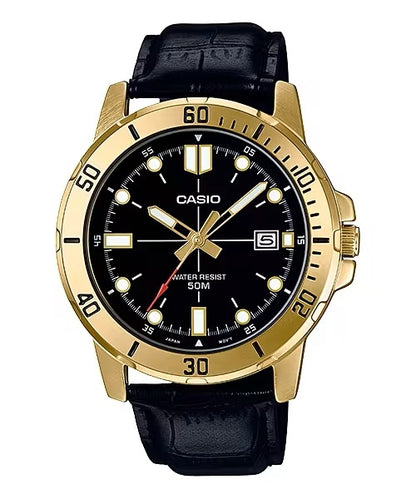 CASIO SPORT COLLECTION DIVER 50M LEATHER - BLACK MTP-VD01GL-1EVUDF