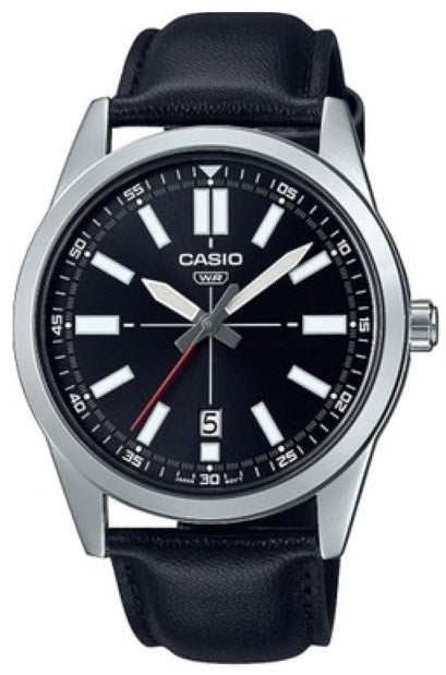 CASIO COLLECTION modelis CASUAL DATE, LEATHER - BLACK
