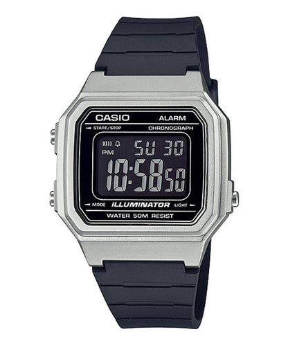 CASIO TIMELESS COLLECTION SPORT ILLUMINATOR WR 50M, ALARM, CHRONOGRAPH - SILVER - METAL SERIE W-217HM-7BVDF