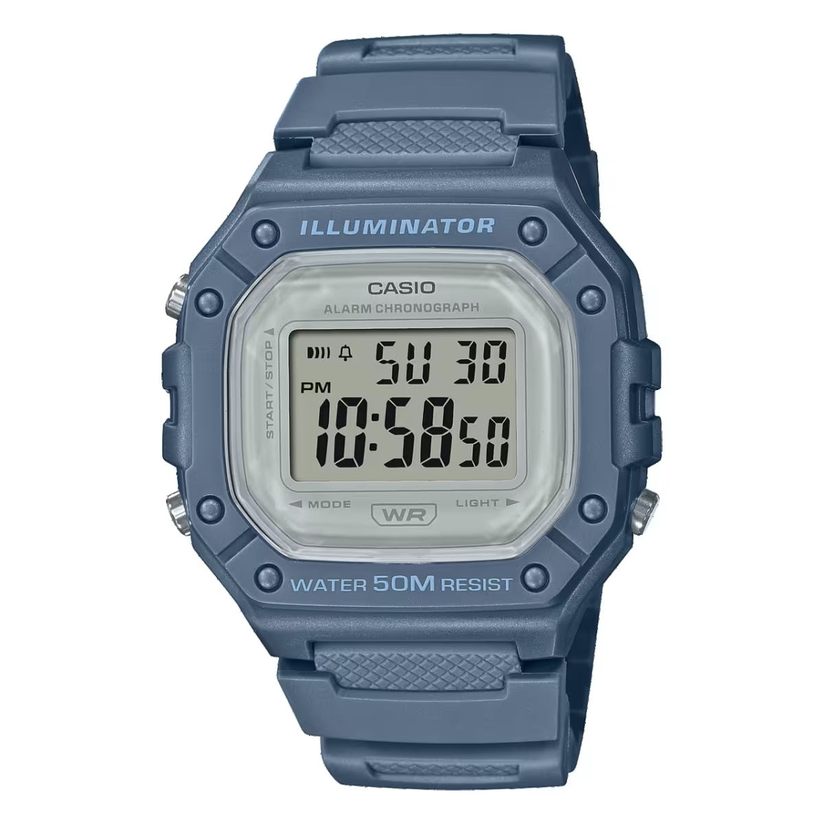 CASIO TIMELESS COLLECTION modelis SPORT ILLUMINATOR WR 50M, ALARM, CHRONOGRAPH - AVIO - COLORED SERIE