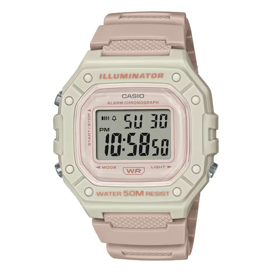 CASIO TIMELESS COLLECTION modelis SPORT ILLUMINATOR WR 50M, ALARM, CHRONOGRAPH - LIGHT PINK - COLORED SERIE