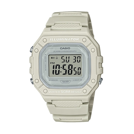 CASIO TIMELESS COLLECTION modelis SPORT ILLUMINATOR WR 50M, ALARM, CHRONOGRAPH - WHITE - COLORED SERIE