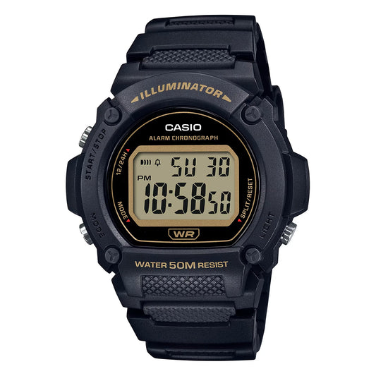 CASIO TIMELESS COLLECTION modelis SPORT - ILLUMINATOR WR 50M, ALARM, CHRONOGRAPH - BLACK