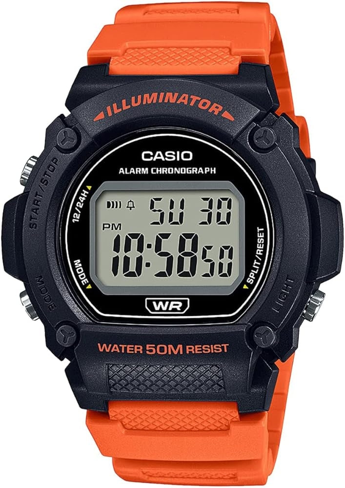 CASIO TIMELESS COLLECTION modelis SPORT- ILLUMINATOR, WR 50M, ALARM, CHRONOGRAPH - BLACK (Brilliant color strap)