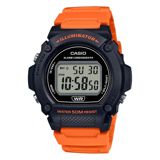 CASIO TIMELESS COLLECTION modelis SPORT - ILLUMINATOR WR 50M, ALARM, CHRONOGRAPH - BLACK (Brilliant color strap)