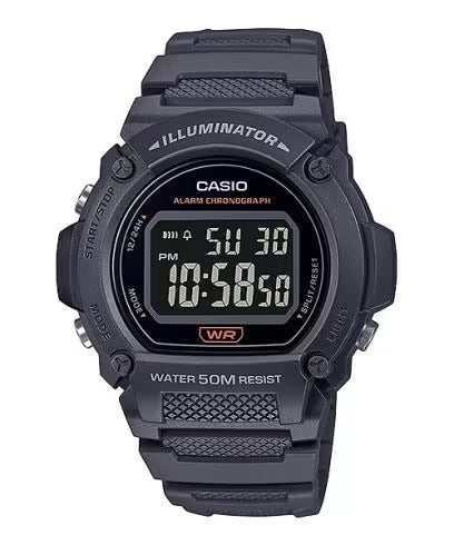 CASIO TIMELESS COLLECTION modelis SPORT- ILLUMINATOR WR 50M, ALARM, CHRONOGRAPH - BLACK