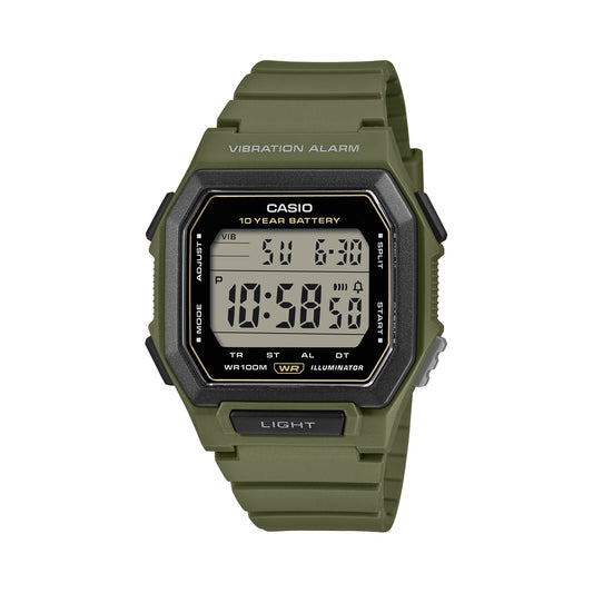 CASIO COLLECTION ILLUMINATOR 10 YEARS BATTERY - ARMY GREEN W-738H-3AVEF