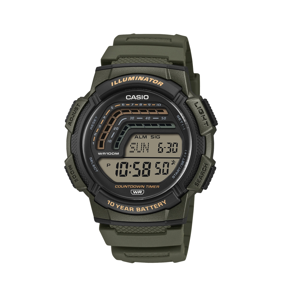 CASIO SPORT modelis ILLUMINATOR - 10 YEARS BATTERY - GREEN
