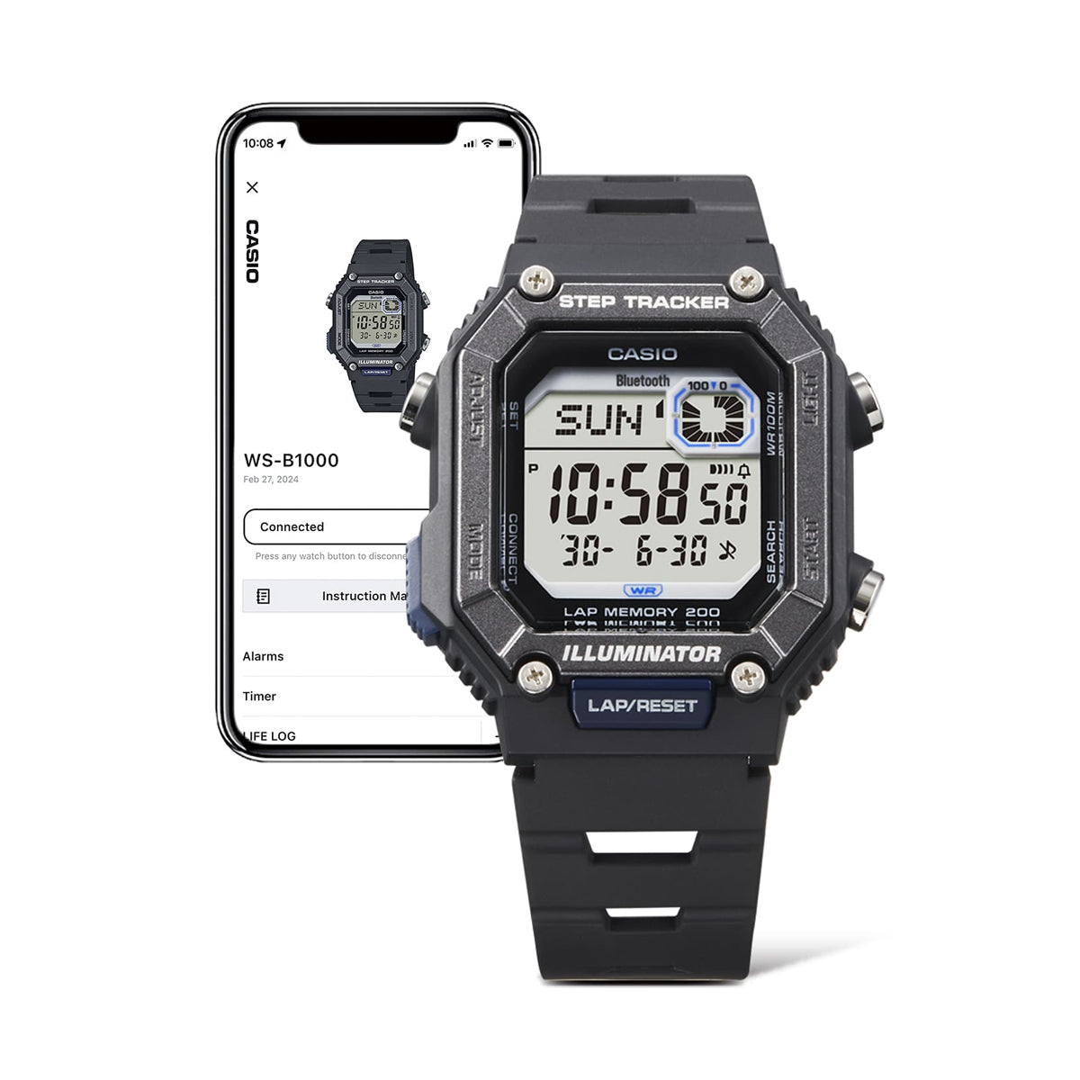CASIO COLLECTION modelis STEP TRACKER LAP 200 - BLACK